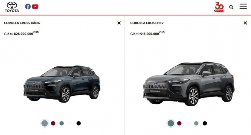 Corolla Cross phiên bản máy xăng và hybrid tăng giá