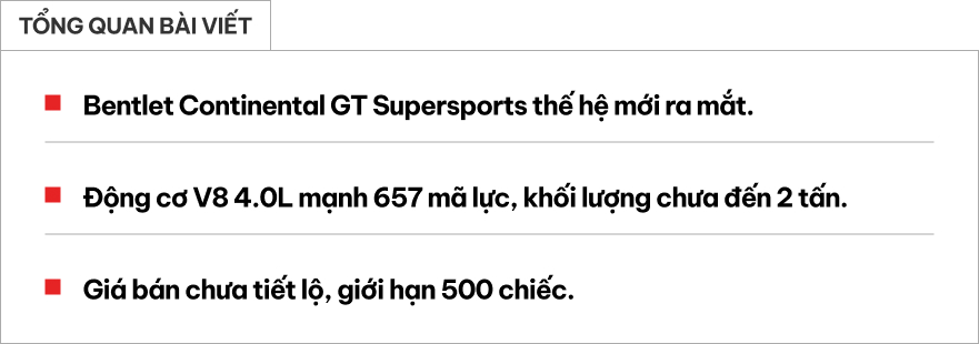 Siêu xe Bentley mới nhất ra mắt Bentley Continental GT Supersports nhìn trực diện