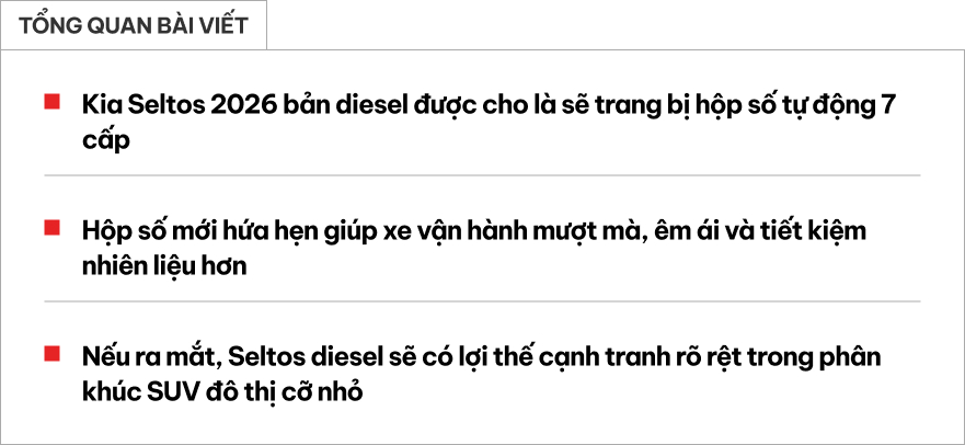 Kia Seltos 2026 tiếp tục chạy thử với máy dầu và hộp số mới, tạo khác biệt với các đối thủ cùng phân khúc- Ảnh 1. Kia Seltos 2026 chạy thử với máy dầu và hộp số mới