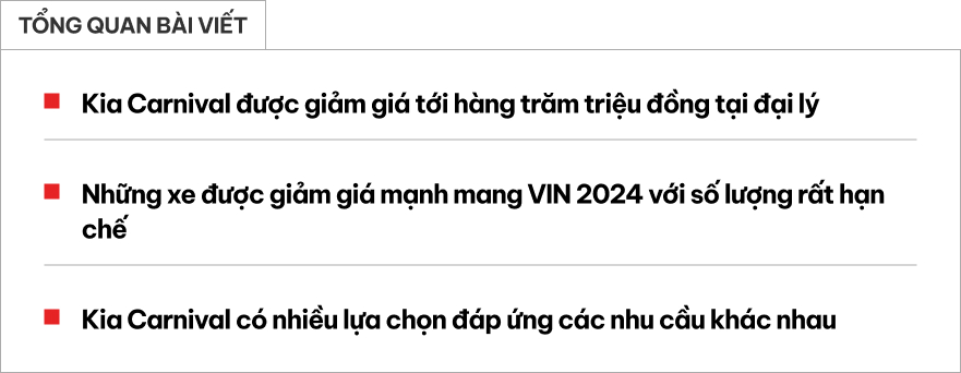 Kia Carnival giảm giá tới 100 triệu tại đại lý, giá thực tế chỉ ngang xe đã qua sử dụng- Ảnh 1. Kia Carnival giảm giá